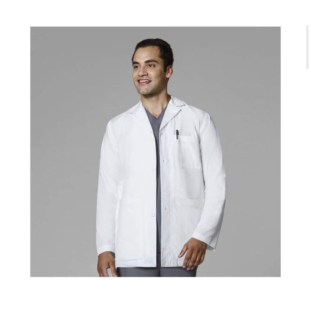 NEW Scrubology Men's White 31” Consultation Lab Coat S $42